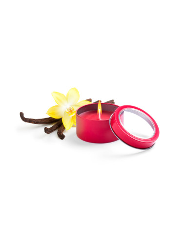Vela aromática personalizada, vainilla, metálica.