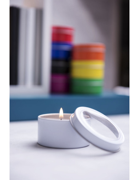 Vela aromática personalizada, vainilla, metálica.