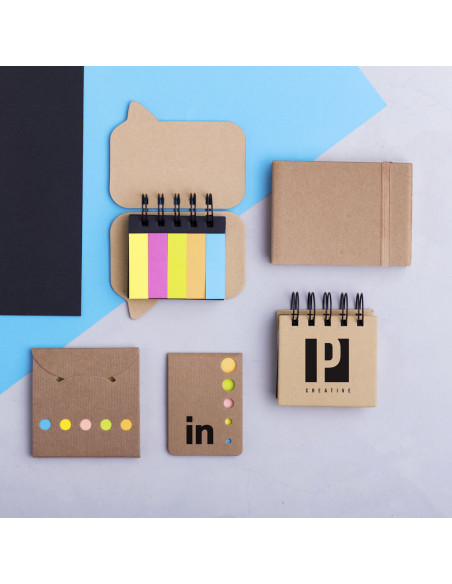 Bloc de Notas adhesivas Personalizado en cartón reciclado rígido