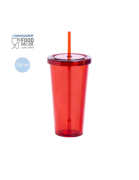 Vaso personalizado, 750ml, tapa y pajita.