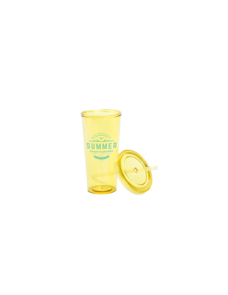 Vaso personalizado, 750ml, tapa y pajita.