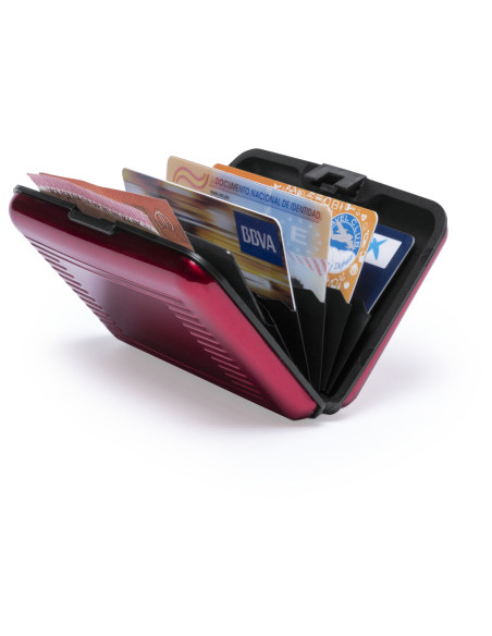 Tarjetero RFID en aluminio personalizado y 6 compartimentos.