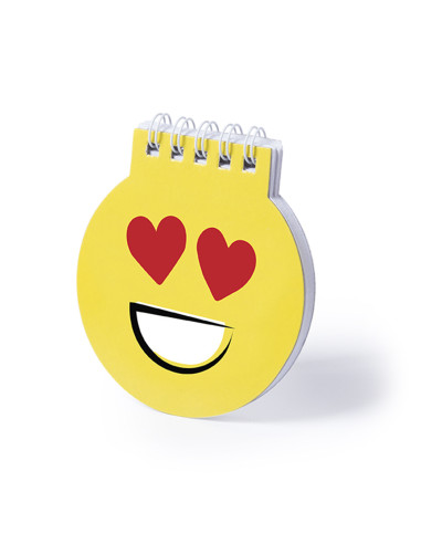 Libreta Publicitaria Diseños Emoji en amarillo.