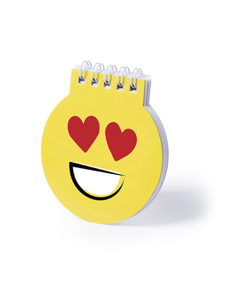 Libreta Publicitaria Diseños Emoji en amarillo.