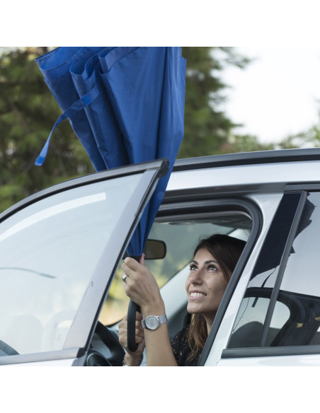 Paraguas personalizados con logo, mango manos libres y reversible.