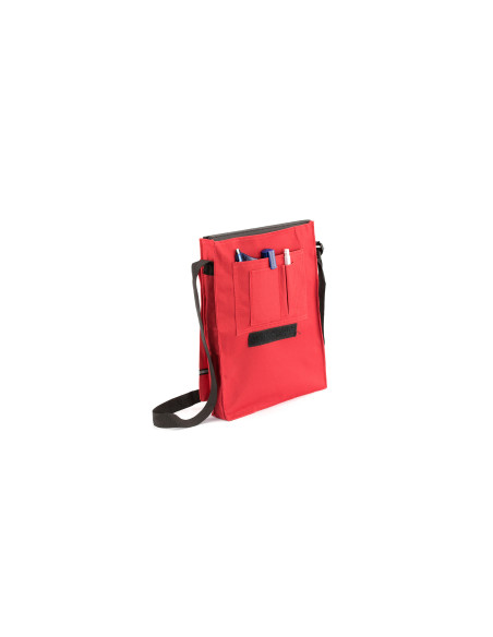 Portadocumentos personalizado con velcro y bandolera ajustable.