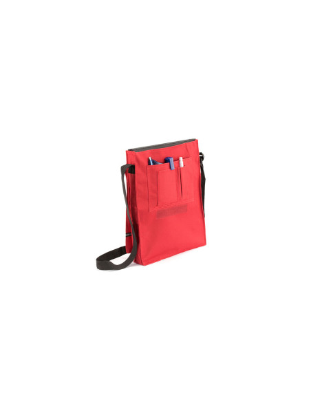 Portadocumentos personalizado con velcro y bandolera ajustable.