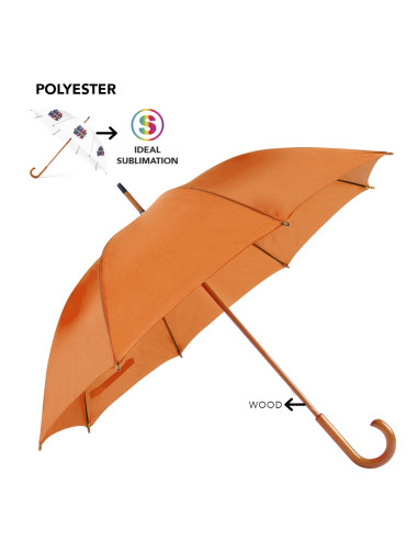 Paraguas publicidad de 105cm y mango de madera.
