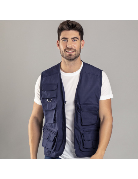 Chaleco de trabajo personalizado, múltiples bolsillos, L-XXL.