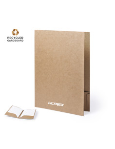Portafolios personalizados en cartón reciclado con solapas.