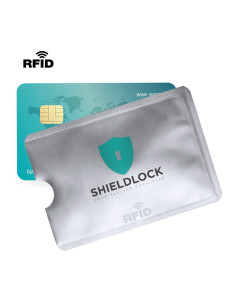 Porta tarjetas personalizado RFID en aluminio con muesca.