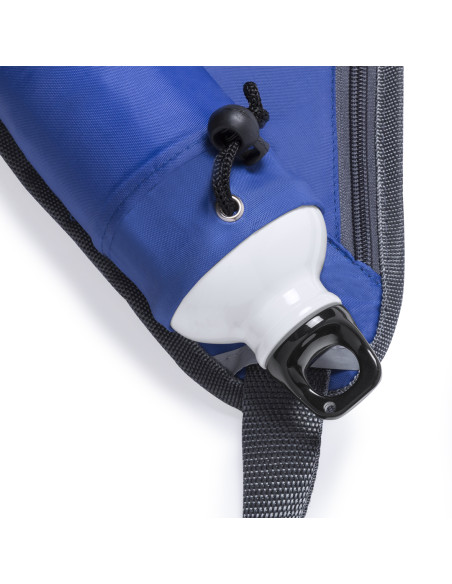 Riñonera personalizable con bolsillo para bidón y cierre de clic.