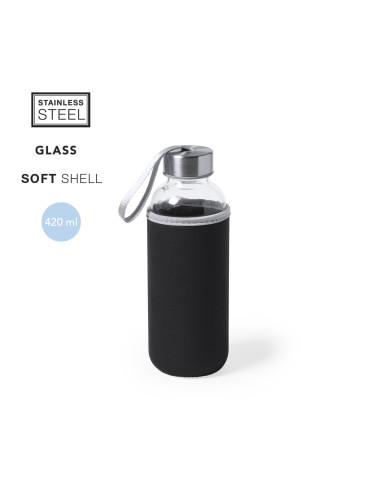 Botella personalizada de cristal de 420ml funda...