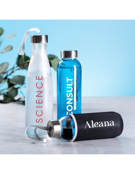 Botella personalizada de cristal de 420ml funda de neopreno