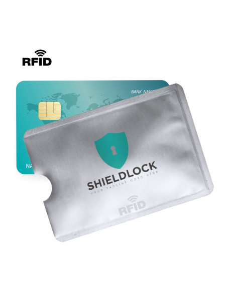 Porta tarjetas personalizado RFID en aluminio con muesca.