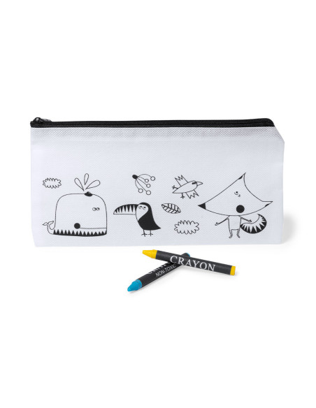 Estuche publicitario diseñado para colorear con ceras.