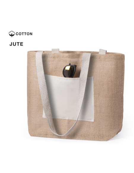 Bolsa de Playa Personalizada de Yute y bolsillo frontal Algodón