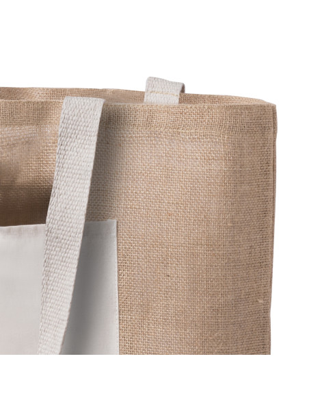 Bolsa de Playa Personalizada de Yute y bolsillo frontal Algodón