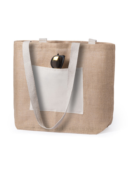 Bolsa de Playa Personalizada de Yute y bolsillo frontal Algodón