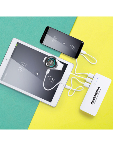 Power bank personalizada 10,000 mAh, triple USB.