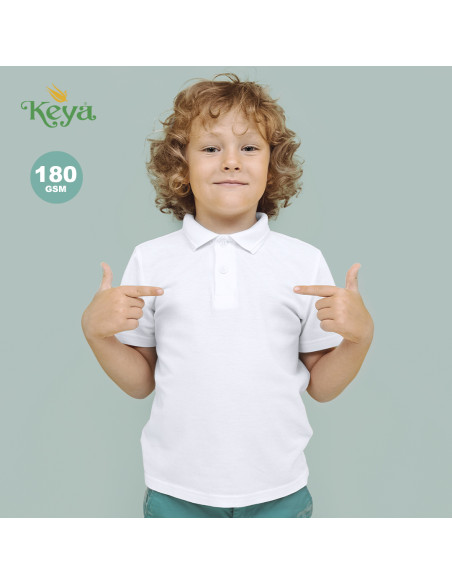 Polo Personalizado niño, Keya YPS180, blanco, XS-XL.
