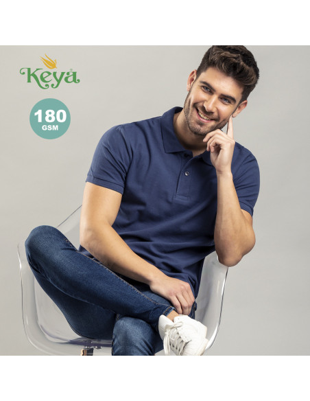 Polo de piqué Adulto para Personalizar Keya, 100% algodón 180g/m2