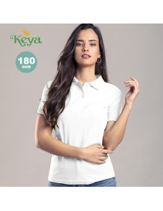Polo Personalizado Mujer, Keya WPS180, blanco, S-XXL.