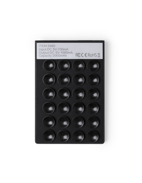 Power bank personalizada 2000 mAh, ventosas, soporte.