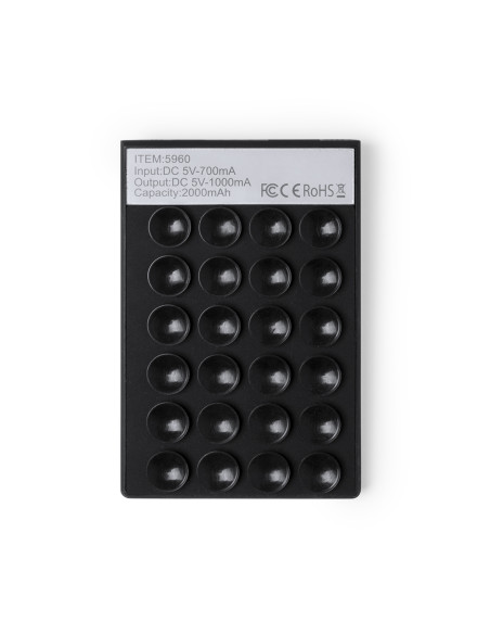 Power bank personalizada 2000 mAh, ventosas, soporte.