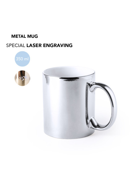 Taza de Cerámica Personalizable de 350ml acabado Metal