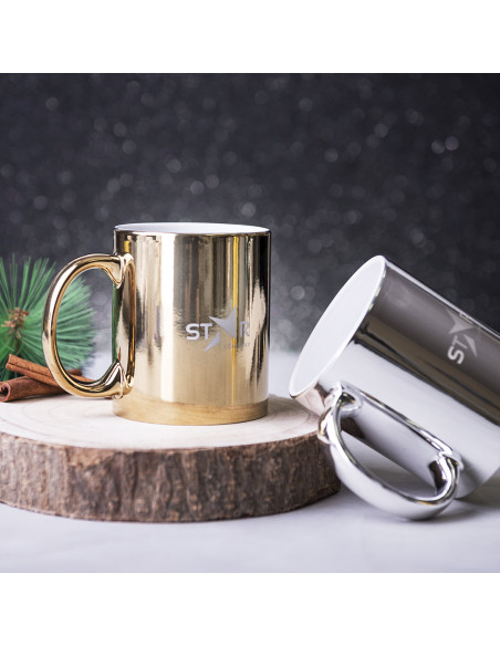 Taza de Cerámica Personalizable de 350ml acabado Metal