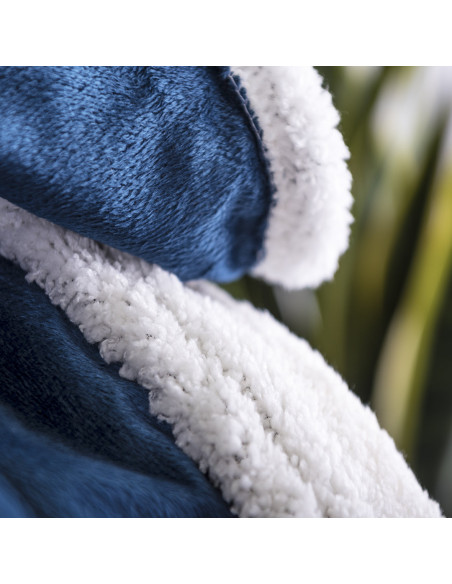 Manta publicitaria bicolor, coral fleece, sherpa.