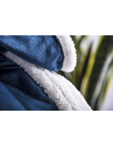 Manta publicitaria bicolor, coral fleece, sherpa.