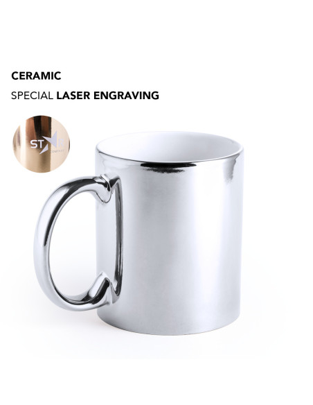 Taza de Cerámica Personalizable de 350ml acabado Metal