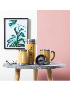 Vaso Térmico ECO personalizado en Acero y Bambú, 500ml. 2