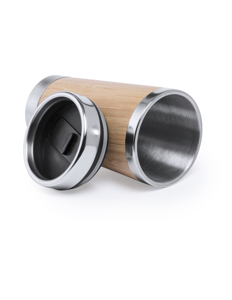 Vaso Térmico ECO personalizado en Acero y Bambú, 500ml.