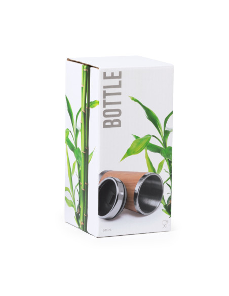 Vaso Térmico ECO personalizado en Acero y Bambú, 500ml.