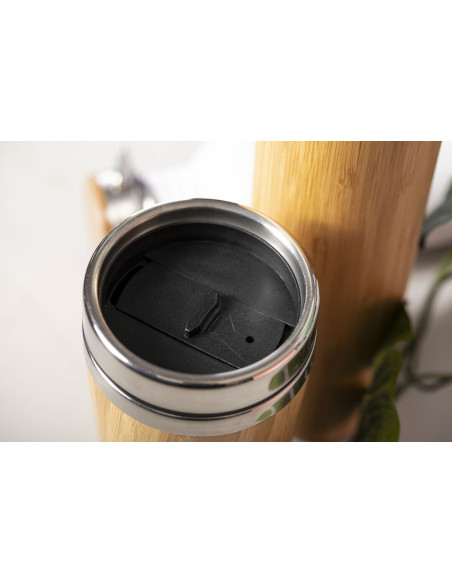 Vaso Térmico ECO personalizado en Acero y Bambú, 500ml.