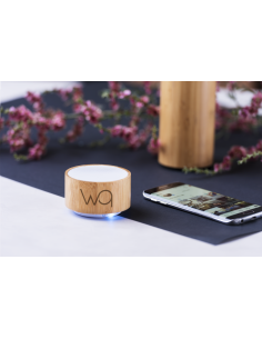 Altavoz ECO personalizado Bluetooth® 3W, bambú, FM. 2