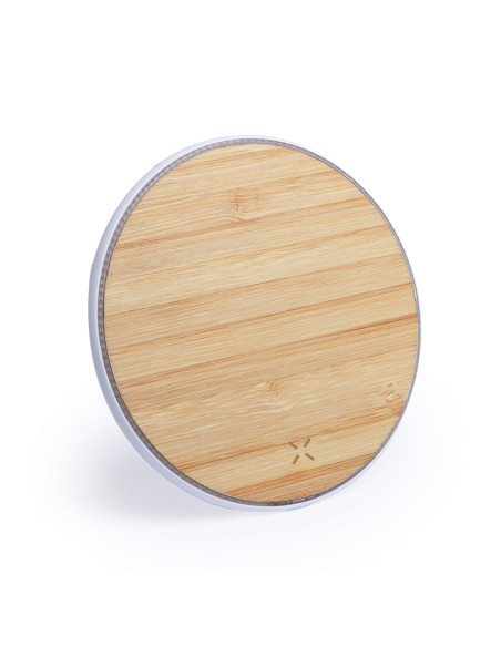 Cargador inalámbrico personalizado ECO en bambú.