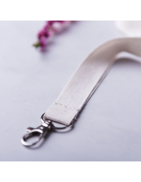 Lanyard ECO personalizado en algodón con mosquetón metálico.