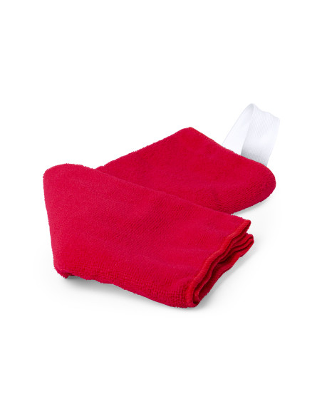 Toalla de microfibra para publicidad con cinta marcaje.