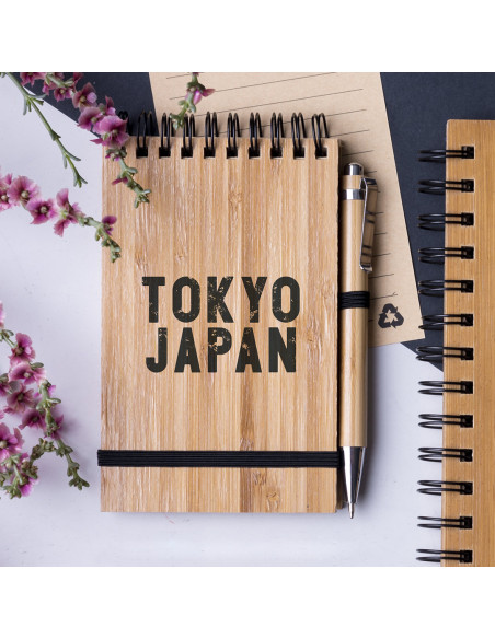 Libreta ECO Personalizada de Anillas con tapa Bambú y Bolígrafo