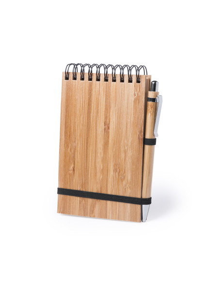 Libreta ECO Personalizada de Anillas con tapa Bambú y Bolígrafo
