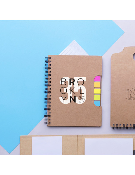 Libreta Publicitaria de Anillas con tapas de cartón reciclado.