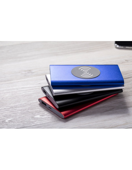Power bank personalizado en Aluminio 4000 mAh, Inalámbrico.