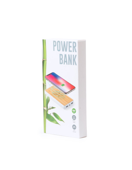 Power bank personalizado ECO en Bambú 8000 mAh, inalámbrico