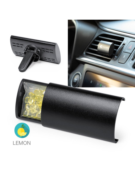 Ambientador coche personalizado en aluminio y olor limón.