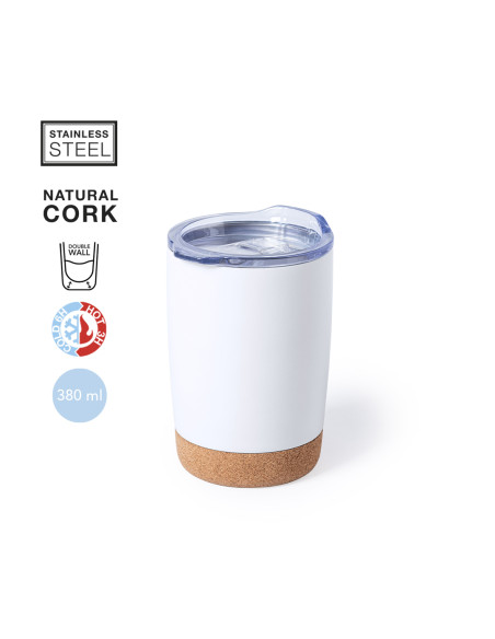 Vaso Termo Acero Inox personalizado, 350ml, tapón transparente.