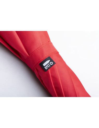 Paraguas serigrafiado en RPET con mango de madera.